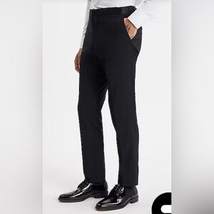 Express Slim Black Performance Stretch Wool-Blend Tuxedo Pant W28 L32 Like new